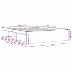 vidaXL Bed Frame Bedroom Mattress Foundation Guest Room Bedstead Bed Base - smoked oak, 160 x 200 cm - Additional view 3