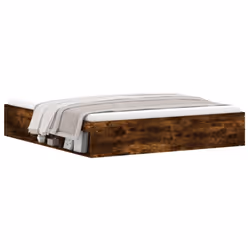 vidaXL Bed Frame Bedroom Mattress Foundation Guest Room Bedstead Bed Base - smoked oak, 180 x 200 cm - Additional view 2