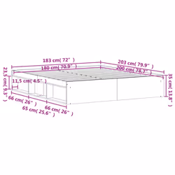 vidaXL Bed Frame Bedroom Mattress Foundation Guest Room Bedstead Bed Base - smoked oak, 180 x 200 cm - Additional view 3