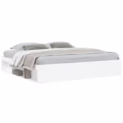 vidaXL Bed Frame Bedroom Mattress Foundation Guest Room Bedstead Bed Base - white, 200 x 200 cm - Additional view 2