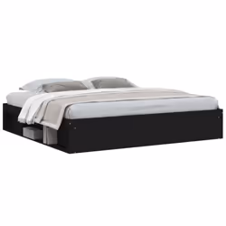 vidaXL Bed Frame Bedroom Mattress Foundation Guest Room Bedstead Bed Base - black, 200 x 200 cm - Additional view 2