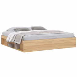 vidaXL Bed Frame Bedroom Mattress Foundation Guest Room Bedstead Bed Base - sonoma oak, 200 x 200 cm - Additional view 2