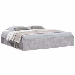 vidaXL Bed Frame Bedroom Mattress Foundation Guest Room Bedstead Bed Base - concrete grey, 200 x 200 cm - Additional view 2