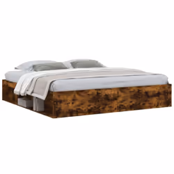 vidaXL Bed Frame Bedroom Mattress Foundation Guest Room Bedstead Bed Base - smoked oak, 200 x 200 cm - Additional view 2