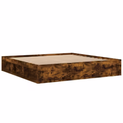 vidaXL Bed Frame Bedroom Mattress Foundation Guest Room Bedstead Bed Base - smoked oak, 200 x 200 cm - Additional view 4