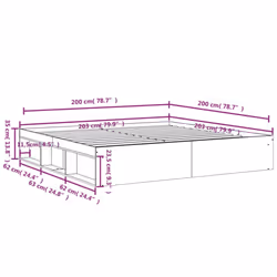 vidaXL Bed Frame Bedroom Mattress Foundation Guest Room Bedstead Bed Base - grey sonoma, 200 x 200 cm - Additional view 3