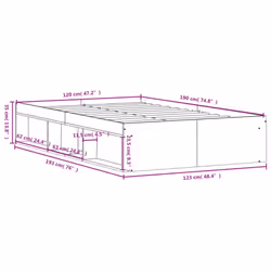 vidaXL Bed Frame Bedroom Mattress Foundation Guest Room Bedstead Bed Base - black, 120 x 190 cm - Additional view 10
