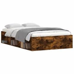 vidaXL Bed Frame Bedroom Mattress Foundation Guest Room Bedstead Bed Base - smoked oak, 120 x 190 cm - Additional view 2