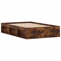 vidaXL Bed Frame Bedroom Mattress Foundation Guest Room Bedstead Bed Base - smoked oak, 120 x 190 cm - Additional view 4