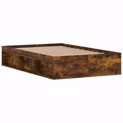 vidaXL Bed Frame Bedroom Mattress Foundation Guest Room Bedstead Bed Base - smoked oak, 120 x 190 cm - Additional view 7