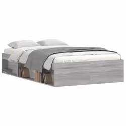 vidaXL Bed Frame Bedroom Mattress Foundation Guest Room Bedstead Bed Base - grey sonoma, 120 x 190 cm - Additional view 2