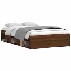 vidaXL Bed Frame Bedroom Mattress Foundation Guest Room Bedstead Bed Base - brown oak, 120 x 190 cm - Additional view 2