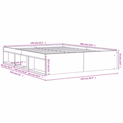vidaXL Bed Frame Bedroom Mattress Foundation Guest Room Bedstead Bed Base - white, 140 x 190 cm - Additional view 3