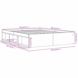 vidaXL Bed Frame Bedroom Mattress Foundation Guest Room Bedstead Bed Base - concrete grey, 140 x 190 cm - Additional view 3