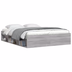 vidaXL Bed Frame Bedroom Mattress Foundation Guest Room Bedstead Bed Base - grey sonoma, 140 x 190 cm - Additional view 2