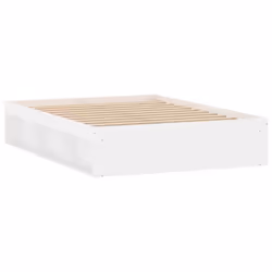vidaXL Bed Frame Bedroom Mattress Foundation Guest Room Bedstead Bed Base - white, 135 x 190 cm - Additional view 4