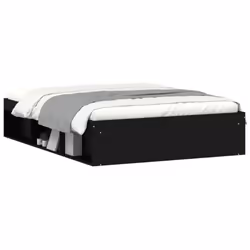 vidaXL Bed Frame Bedroom Mattress Foundation Guest Room Bedstead Bed Base - black, 135 x 190 cm - Additional view 2