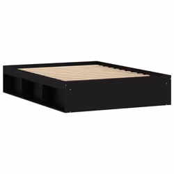 vidaXL Bed Frame Bedroom Mattress Foundation Guest Room Bedstead Bed Base - black, 135 x 190 cm - Additional view 4