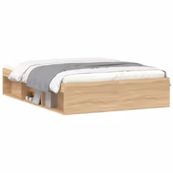 vidaXL Bed Frame Bedroom Mattress Foundation Guest Room Bedstead Bed Base - sonoma oak, 135 x 190 cm - Additional view 2