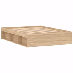 vidaXL Bed Frame Bedroom Mattress Foundation Guest Room Bedstead Bed Base - sonoma oak, 135 x 190 cm - Additional view 4