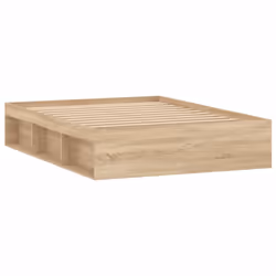 vidaXL Bed Frame Bedroom Mattress Foundation Guest Room Bedstead Bed Base - sonoma oak, 135 x 190 cm - Additional view 7