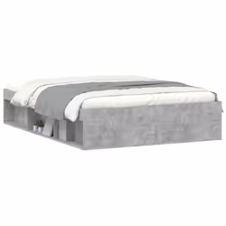 vidaXL Bed Frame Bedroom Mattress Foundation Guest Room Bedstead Bed Base - concrete grey, 135 x 190 cm - Additional view 2