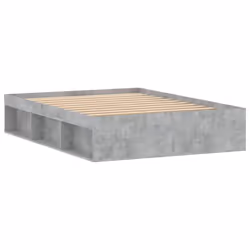 vidaXL Bed Frame Bedroom Mattress Foundation Guest Room Bedstead Bed Base - concrete grey, 135 x 190 cm - Additional view 4