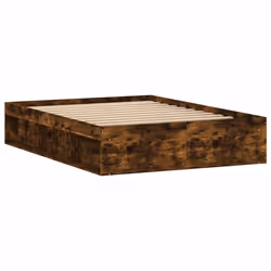 vidaXL Bed Frame Bedroom Mattress Foundation Guest Room Bedstead Bed Base - smoked oak, 135 x 190 cm - Additional view 4