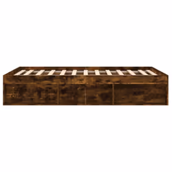 vidaXL Bed Frame Bedroom Mattress Foundation Guest Room Bedstead Bed Base - smoked oak, 135 x 190 cm - Additional view 6