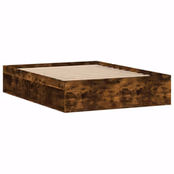 vidaXL Bed Frame Bedroom Mattress Foundation Guest Room Bedstead Bed Base - smoked oak, 135 x 190 cm - Additional view 7