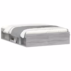 vidaXL Bed Frame Bedroom Mattress Foundation Guest Room Bedstead Bed Base - grey sonoma, 135 x 190 cm - Additional view 2