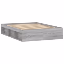 vidaXL Bed Frame Bedroom Mattress Foundation Guest Room Bedstead Bed Base - grey sonoma, 135 x 190 cm - Additional view 7