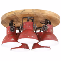 vidaXL Industrial Wall Lamp Hallway Bedside Light Ceiling Lamp Hanging Light - red, round ceiling lamp 5 shades Pcs