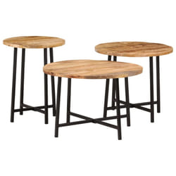 vidaXL Coffee Table Hallway End Table Side Table Solid Wood Mango and Iron - 54 x 54 x 35 cm