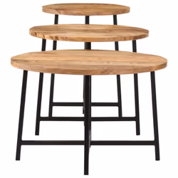 vidaXL Coffee Table Hallway End Table Side Table Solid Wood Mango and Iron - 54 x 54 x 35 cm