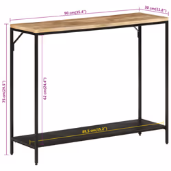 vidaXL Console Table Hallway Coffee End Table Solid Rough Mango Wood and Iron