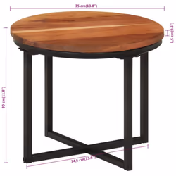 vidaXL Coffee Table Hall End Table Side Sofa Table Solid Wood Acacia and Iron