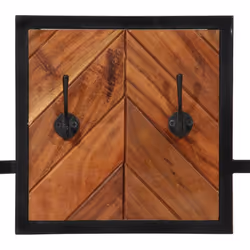 vidaXL Wall Coat Rack Clothes Coat Hook Wall Hooks Solid Wood Acacia and Iron - Additional view 5