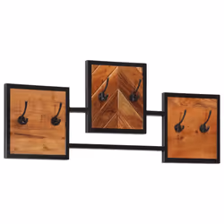 vidaXL Wall Coat Rack Clothes Coat Hook Wall Hooks Solid Wood Acacia and Iron - Additional view 8