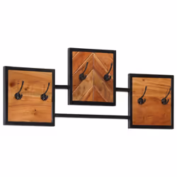 vidaXL Wall Coat Rack Clothes Coat Hook Wall Hooks Solid Wood Acacia and Iron - Additional view 9