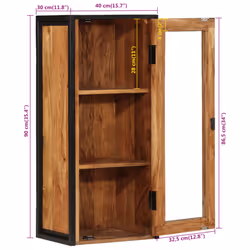vidaXL Bathroom Wall Cabinet Wall Unit Cupboard Solid Wood Acacia and Iron - Additional view 7