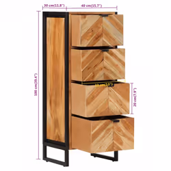 vidaXL Bathroom Cabinet Vanity Unit Storage Cupboard Solid Wood Acacia & Iron - Additional view 9