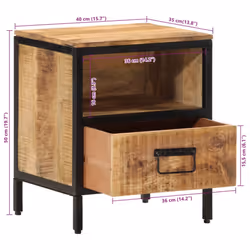 vidaXL Bedside Cabinet Nightstand Side Table Bed Cabinet Solid Wood Mango - Additional view 7