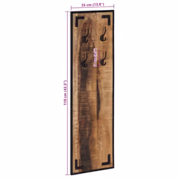 vidaXL Coat Rack Wall Mounted Coat Hook Wall Hanger Solid Rough Wood Mango