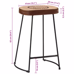 vidaXL Bar Stools Kitchen Bistro Chair Pub Counter Chair 2 pcs Dark Brown - Additional view 9