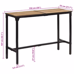 vidaXL Bar Table Garden Outdoor Table Bistro Table Solid Rough Wood Mango - Additional view 10