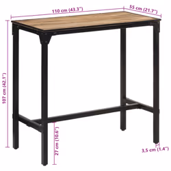 vidaXL Bar Table Garden Outdoor Table Bistro Table Solid Rough Wood Mango - Additional view 10
