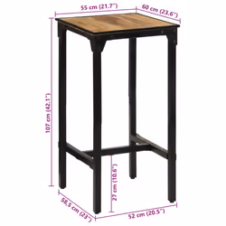 vidaXL Bar Table Garden Outdoor Table Bistro Table Solid Rough Wood Mango - Additional view 10