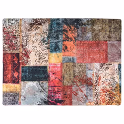 vidaXL Rug Washable Patchwork Anti Slip Home Floor Carpet Floor Area Rug Mat - patchwork, 150 x 230 cm