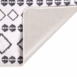vidaXL Rug Washable Patchwork Anti Slip Home Floor Carpet Floor Area Rug Mat - white and black, 120 x 170 cm